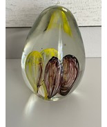 Vintage Multicolor Decorative Large Egg Shaped Glass Paperweight Yellow ... - £18.57 GBP