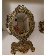 Vintage Ornate Solid Brass Tilting Vanity Mirror - French Design With Pe... - €76,00 EUR