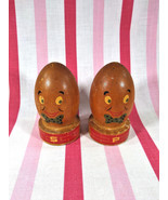 Sweet Anthropomorphic Humpty Dumpty Wooden Salt Lake Souvenir Salt &amp; Pep... - $12.00