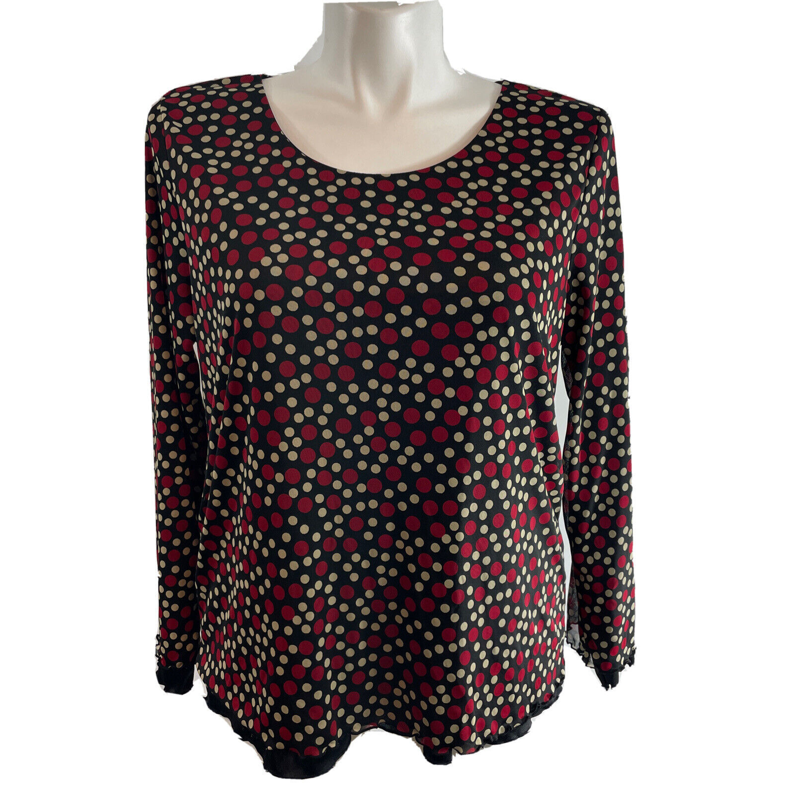 Casual Corner Annex Woman Plus Size 1X Pullover Blouse Round Neck Polka ... - $18.35