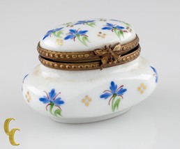 Small Limoges Peint Main Porcelain Honey Pot Ink Well Trinket Box - £99.68 GBP