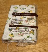 Vintage JCPenney Muslin Spring Floral Two Standard Pillowcases - $27.73 CAD
