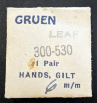 1 Pr / Set Of NOS Gruen 300-530 Gilt/Gold Tone LEAF Style Wrist Watch Hands 6m/m - £15.48 GBP