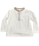 Mayoral Baby Boys White Long Sleeve Mandarin Shirt Beige Collar Button NWT - $30.08 CAD