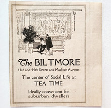 1917 The Biltmore Hotel New York City Advertisement WW1 Era NYC Tea Time... - $370.00 MXN