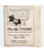 1917 The Biltmore Hotel New York City Advertisement WW1 Era NYC Tea Time... - $19.99