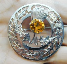 Gorgeous Vintage Mizpah Jeweled Scottish Thistle Celtic Pin - $29.99