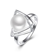 925 sterling silver Ring with 9-10mm natural freshwater pearl - £22.52 GBP