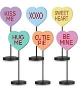 Geetery 6 Pieces Valentine&#39;s Day Wood Heart Tabletop Decor Heart Tall St... - £20.50 GBP