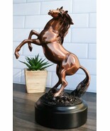 Western Black Beauty Prancing Horse Bronzed Resin Figurine With Museum Base - $77.90 CAD