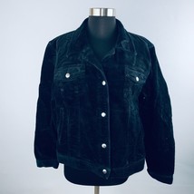 Chaps Corduroy Jacket Black Button Down Silver Hardware Pockets XL - $41.39