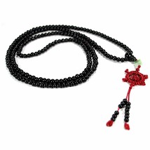BEAUTIFUL BLACK WOOD MALA 6mm Bead 216 Prayer Beads Stretch Cord Wrap Br... - €7,83 EUR