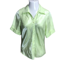 Voir Collection Button Up Collared Shirt ~ Sz L  ~ Short Sleeve ~ Green - £10.78 GBP