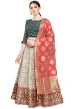 Designer Lehenga Choli &amp; Dupatta Finta Seta Semi-Cucita Nozze Festa Taglia Unica - £38.37 GBP