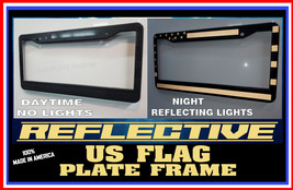 USA US FLAG REFLECTIVE BLACK ON BLACK ghost effect american License Plat... - £13.39 GBP