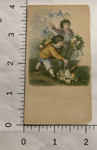 Kids Picking Flowers Victorian Trade Card VTC 7 - £5.51 GBP