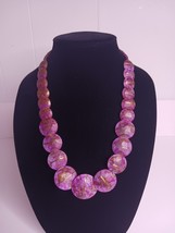 Vintage 1980&#39;s Flat Beaded Puple Gold Brace Necklace 22&quot; - $262.42 MXN