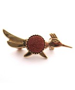 Gold Tone Roadrunner Bird Pin Small Copper Faux Druzy Quartz Southwest B... - €8,29 EUR