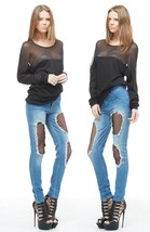 NEW TOV HOLY Addicted To You Pants Cut Out Distressed Faded Jeans S M MS... - $62.99