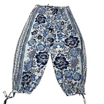 Rachel Zoe Pants Womens S Blue Linen Blend Harem Tropical Floral Beach Vacation - £25.06 GBP