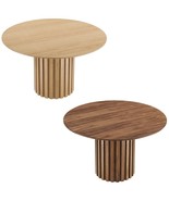 Mid-Century Modern 47” Round Dining Conference Table Oak Walnut Fluted P... - $719.95+