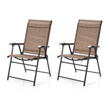 Patio Folding Chair 2 Pieces Outdoor with Armrest for Camping Garden - £137.92 GBP