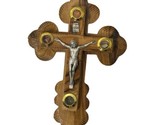 Meduim size Table Olive wood Crucifix with Holy Land samples Cross - $53.30