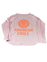 American Eagle Long Sleeve Light T Shirt Pink Orange Logo XL - £9.29 GBP