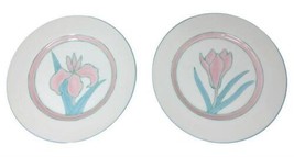 2 Fitz and Floyd (1981) Pastel Garden 8" Salad Plates Made in Japan - $19.59