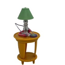 Fisher Price Loving Family Dollhouse Furniture Round Side Table Green Lamp - £7.56 GBP