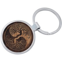 Yin Yang Tree Roots Keychain - Includes 1.25 Inch Loop for Keys or Backpack - £8.63 GBP