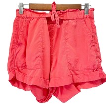 Aerie Womens S Slouchy Paper Bag Waist Shorts Red Orange Lounge Summer  - £13.10 GBP