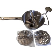 Stainless Steel Food Mill 3 Interchangeable Discs For Sauces Purees Baby... - £23.59 GBP