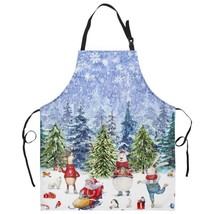 Blue Christmas Pine Tree Aprons With Pockets &amp; Adjustable Strap For Women Hap Ho - £43.25 GBP
