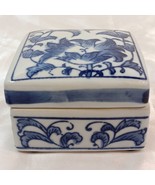 A &amp; B Home Blue &amp; White Chinoiserie Floral Ceramic Trinket/ Jewelry Box ... - £14.01 GBP