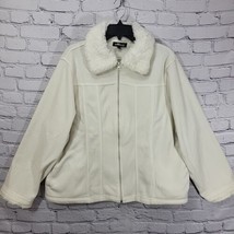 Effeci Winter Jacket Womens Plus Sz 2X White Faux Fur Collar Warm Zip Coat VTG - £19.10 GBP