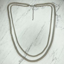 Chico&#39;s Silver Tone Double Strand Metal Mesh Barrel Long Necklace - £13.40 GBP
