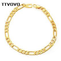 TTVOVO Gold Filled Figaro Chain &amp; Link Chain Bracelet for Men Women 5MM ... - $14.29