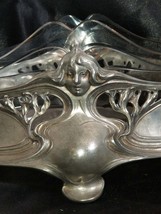 Art Nouveau pewter Centerpiece with Glass Insert WMF, liberty 16.5&quot; wide - £787.40 GBP
