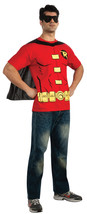 Rubies Costume Dc Comics Mens Robin T-Shirt With Cape And Mask, Red, Large - £68.67 GBP