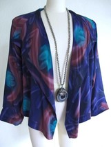 Vintage Aliki Yamani Creations Watercolor Silk Open Kimono Topper S Art ... - $39.99