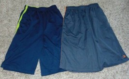 Boys Shorts 2 Pair Champion Elastic Waist Drawstring Blue &amp; Gray Athleti... - £6.32 GBP