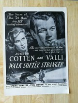 Vintage 1950 Walk Softly, Stranger Joseph Cotten Full Page Original Movi... - £5.22 GBP
