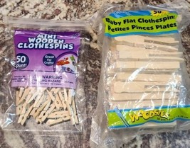 2 Bags Wood Clothes Pins Laundry Wooden Large &amp; Small Clothespins Crafts... - $7.25