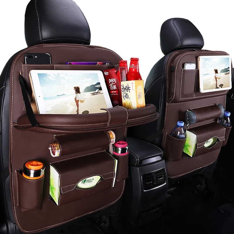 Car Seat Back Storage Bag Automobile Leather Organizers Seat Dining Table - £25.78 GBP+