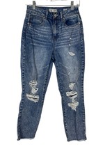 New York Rewash Womens Skinny Hi Rise Jeans Size 3 Jrs Blue Distressed D... - £9.19 GBP
