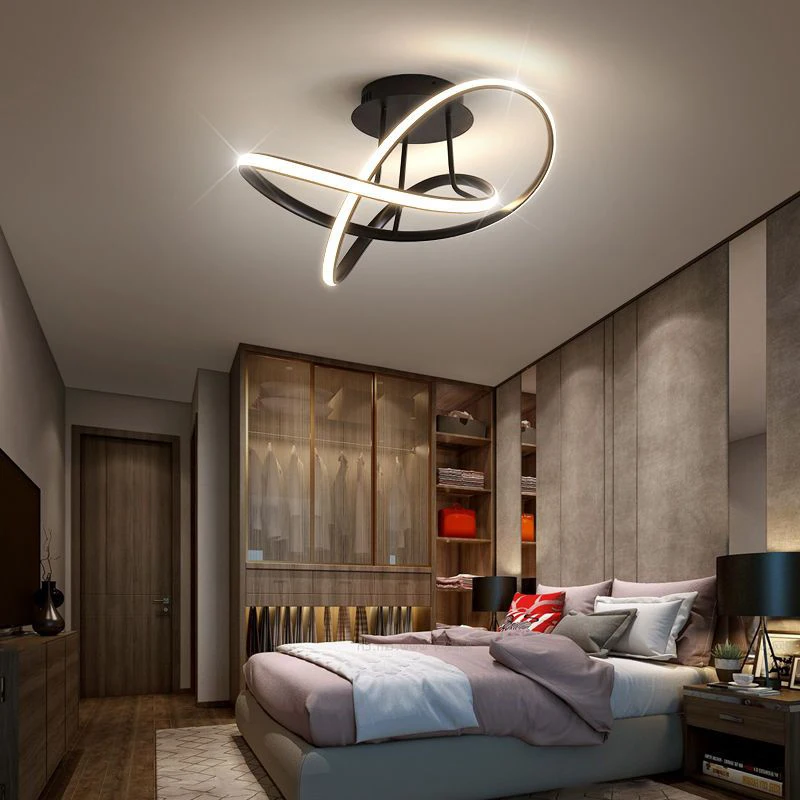 Luxury LED Ceiling Light Creative Black Bedroom Light Simple Modern Room... - $229.61+