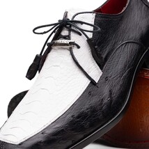Andretti Genuine Ostrich Leg Dress Derby's Tasseled Laces Shoes White / Black image 4