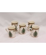 Spode Mug Tall 4&quot; Christmas Tree Sentiment Lot of 5 Xmas - $49.68 CAD