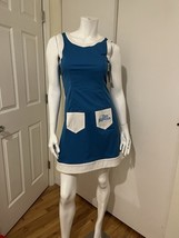 Love Moschino Turquoise Blue and White Apron Retro Dress Size 40 - $34.65